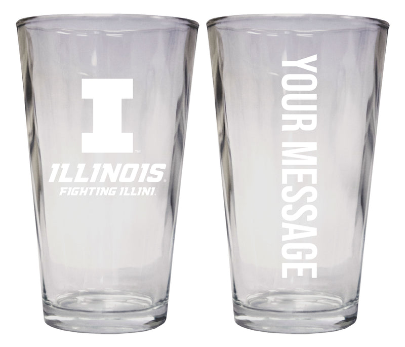 Illinois Fighting Illini Officially Licensed 16 oz Pint Glass Engraved – Customizable Drinkware