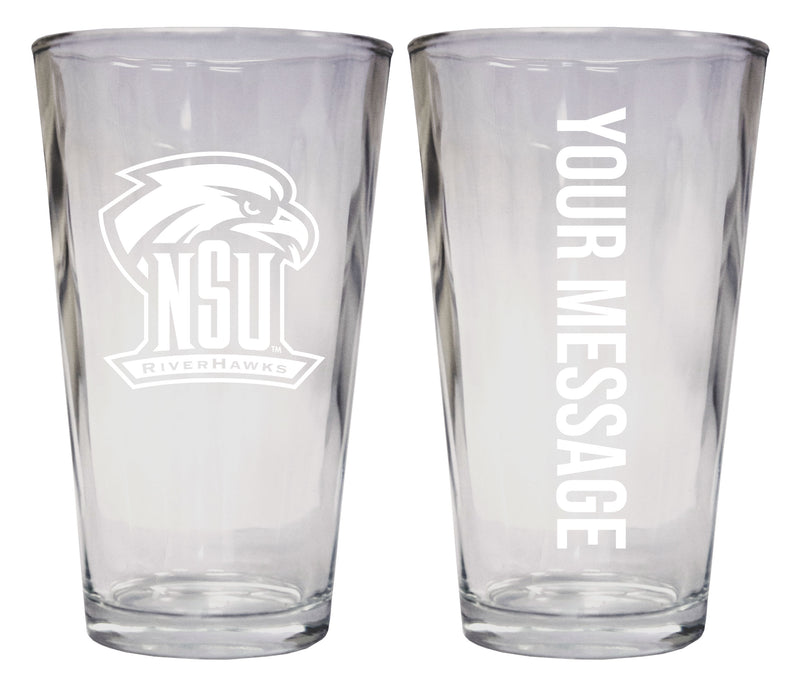 Northeastern State University Riverhawks Officially Licensed 16 oz Pint Glass Engraved – Customizable Drinkware