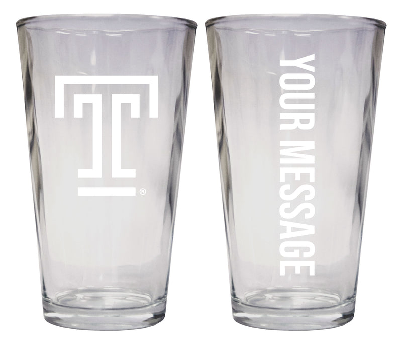 Temple University Officially Licensed 16 oz Pint Glass Engraved – Customizable Drinkware
