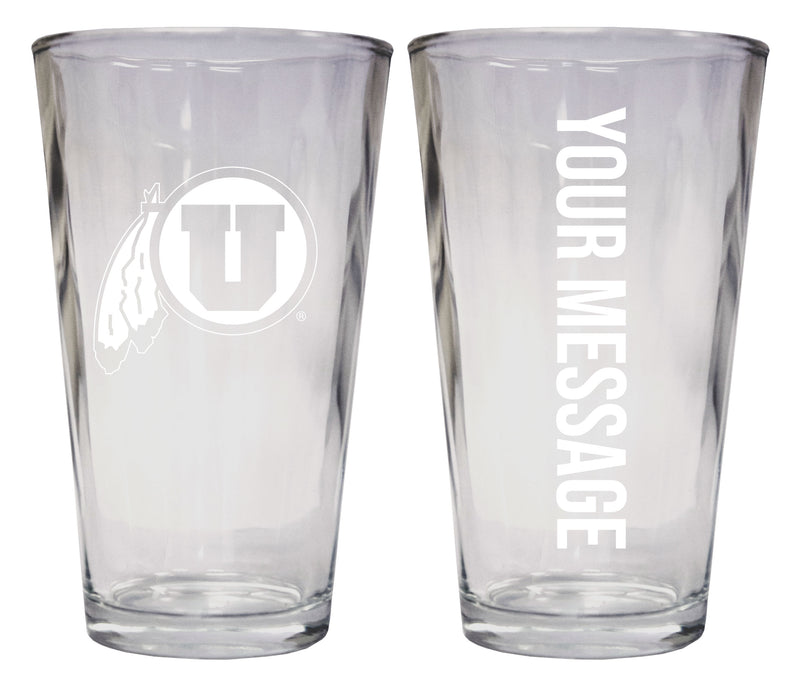 Utah Utes Officially Licensed 16 oz Pint Glass Engraved – Customizable Drinkware