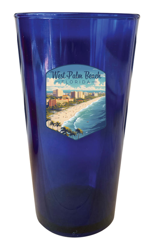 West Palm Beach Florida Design A Souvenir Plastic 16 oz pint Blue 4-Pack