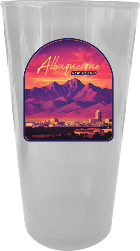 Alburqueque New Mexico Design B Souvenir Plastic 16 oz pint Clear 4-Pack