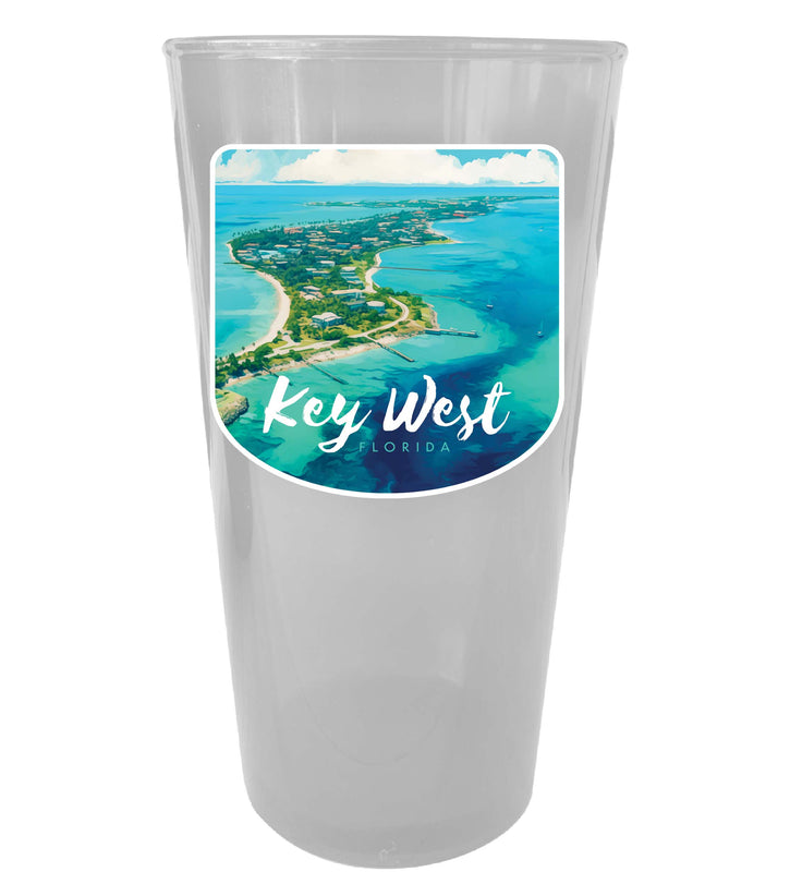 Key West Florida Design A Souvenir Plastic 16 oz pint Clear 2-Pack