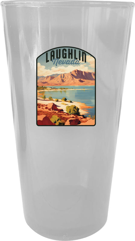 Laughlin Nevada Design B Souvenir Plastic 16 oz pint Clear 2-Pack