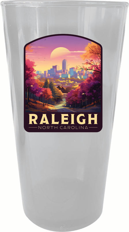 Raleigh North Carolina City of Oaks Design Souvenir Plastic 16 oz pint Clear 2-Pack