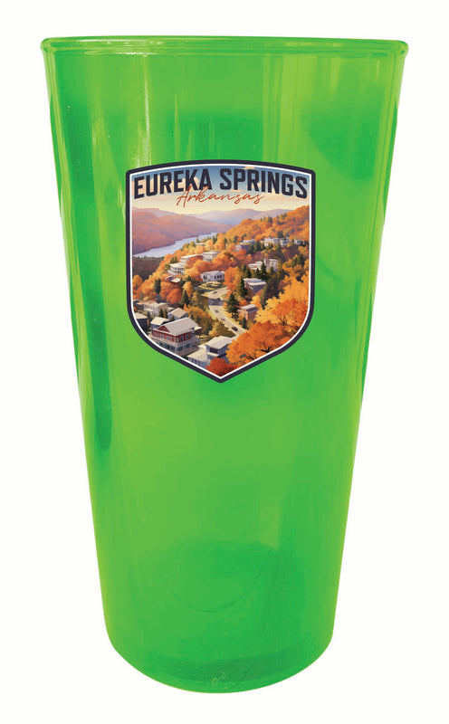 Eureka Springs Arkansas Little Switzerland of the Ozarks Design Souvenir Plastic 16 oz pint Green 2-Pack
