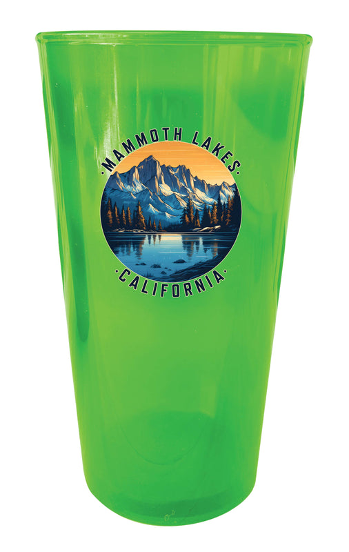 Mammoth Lakes California Design B Souvenir Plastic 16 oz pint Green 2-Pack