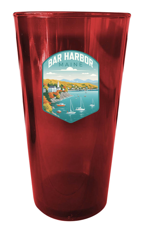 Bar Harbor Maine Design A Souvenir Plastic 16 oz pint Red 4-Pack