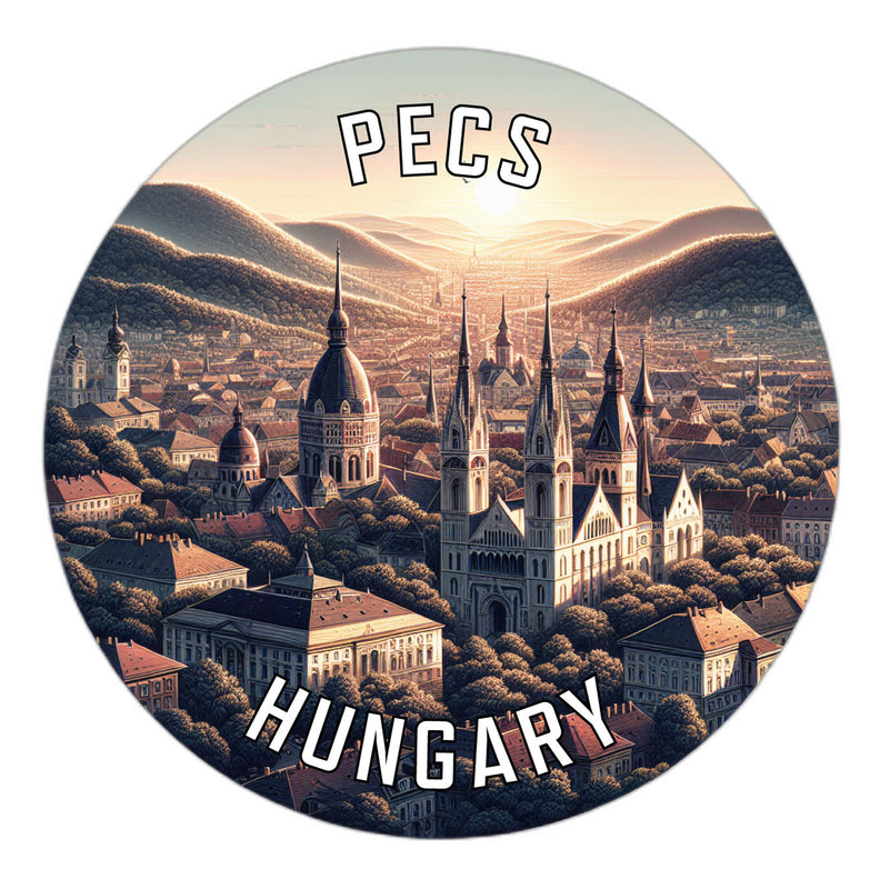 Pecs Hungary Souvenir Die Cut Flat Magnet 6-Inch