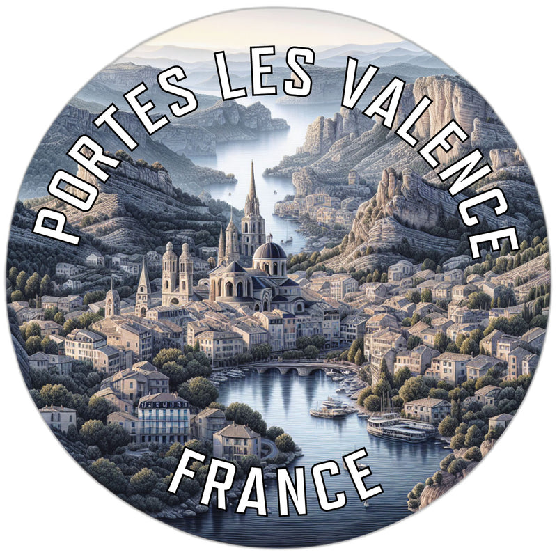 Portes les Valence France Souvenir Die Cut Flat Magnet 6-Inch