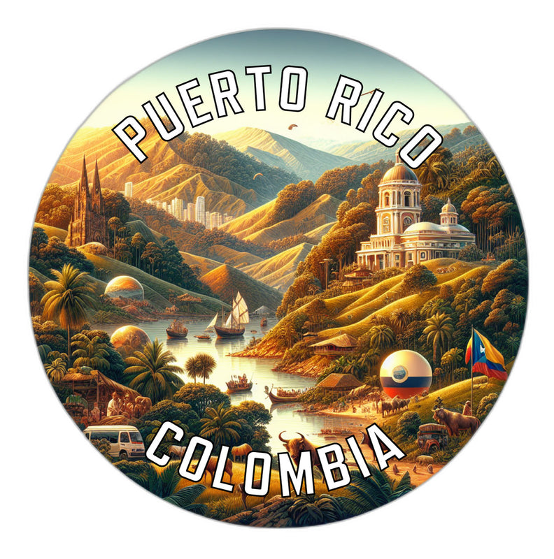 Puerto Rico Colombia Souvenir Die Cut Flat Magnet 2-Inch