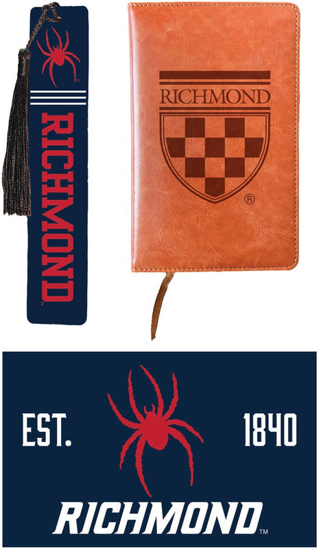 Richmond Spiders Officially Licensed Reader Pack - Wooden Bookmark, Engraved Leather Journal & 5x7 Wood Sign