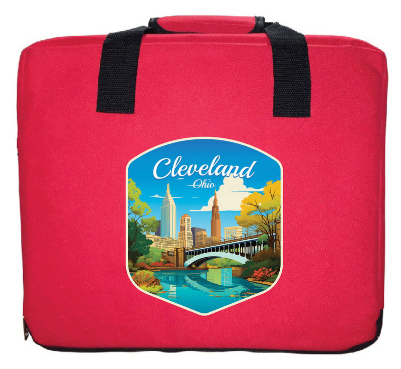 Cleveland Ohio Design B Souvenir Destination Seat Cushion Red Red