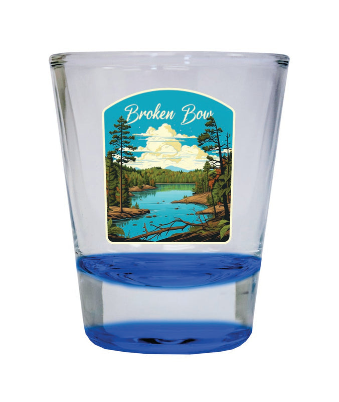 Broken Bow Oklahoma Souvenir 2 oz Blue Shot Glass Round or Square Blue