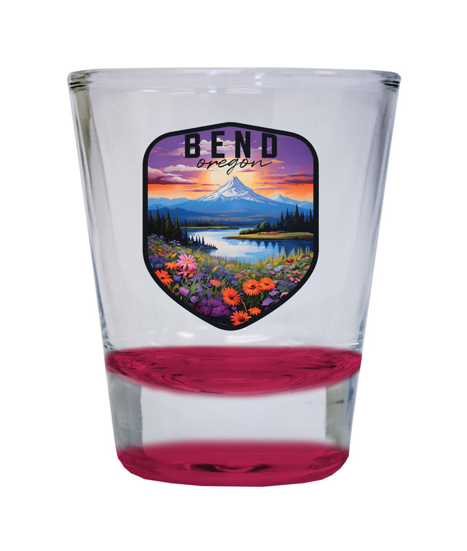 Bend Oregon Design A Souvenir 2 Ounce Shot Glass Round Red 4-Pack
