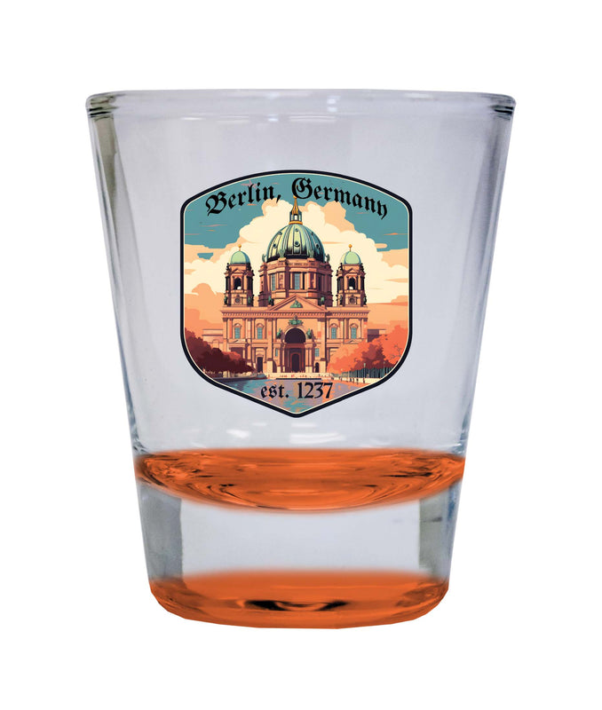 Berlin Germany Design B Souvenir 2 Ounce Shot Glass Round Orange Single