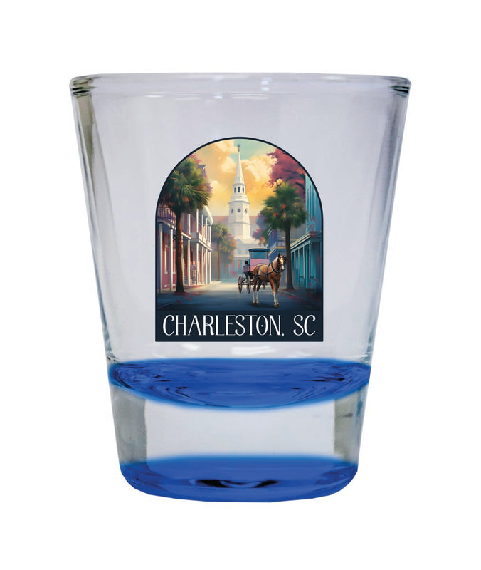 Charleston South Carolina Souvenir 2 oz Blue Shot Glass Round or Square Blue