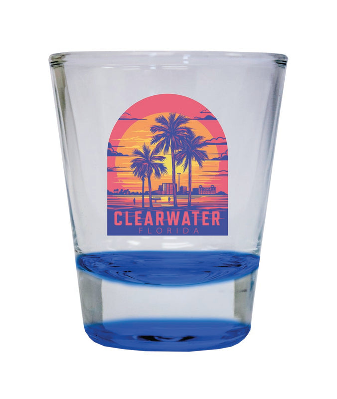 Clearwater Florida Souvenir 2 oz Blue Shot Glass Round or Square Blue