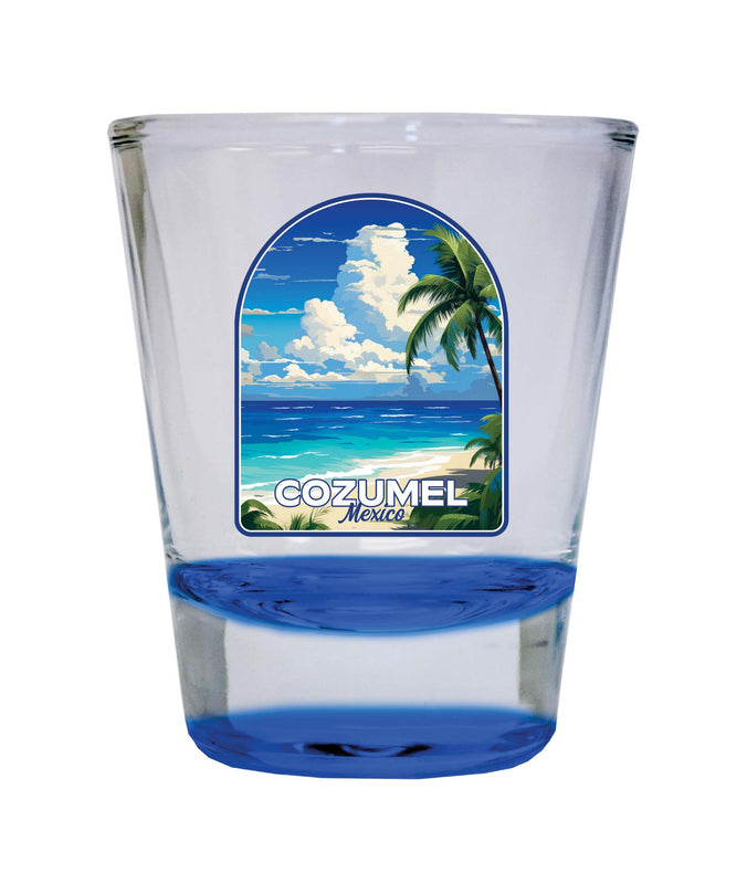 Cozumel Mexico Design C Souvenir 2 Ounce Shot Glass Round Blue Single