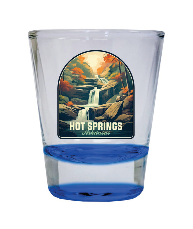 Hot Springs Arkansas Souvenir 2 oz Blue Shot Glass Round or Square Blue