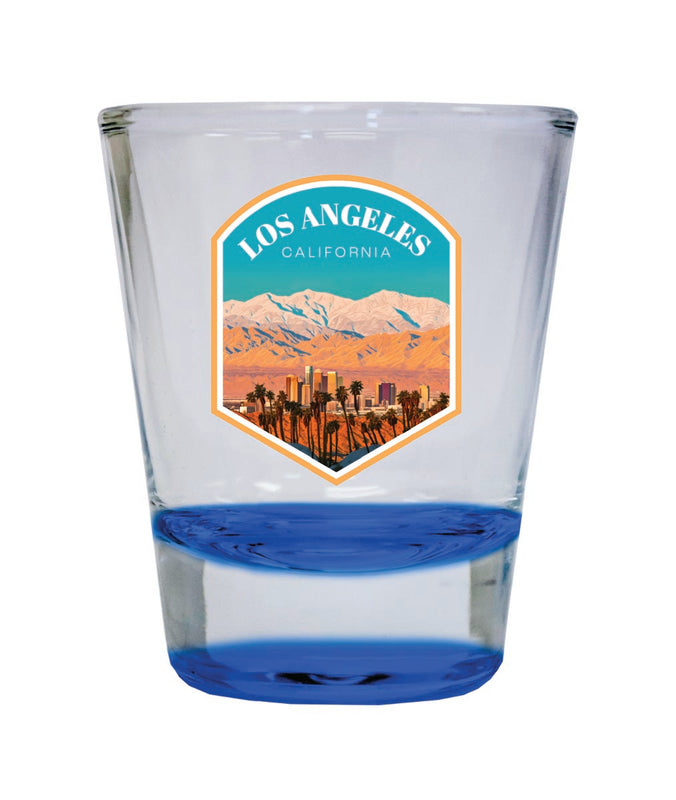 Los Angeles California Souvenir 2 oz Blue Shot Glass Round or Square Blue