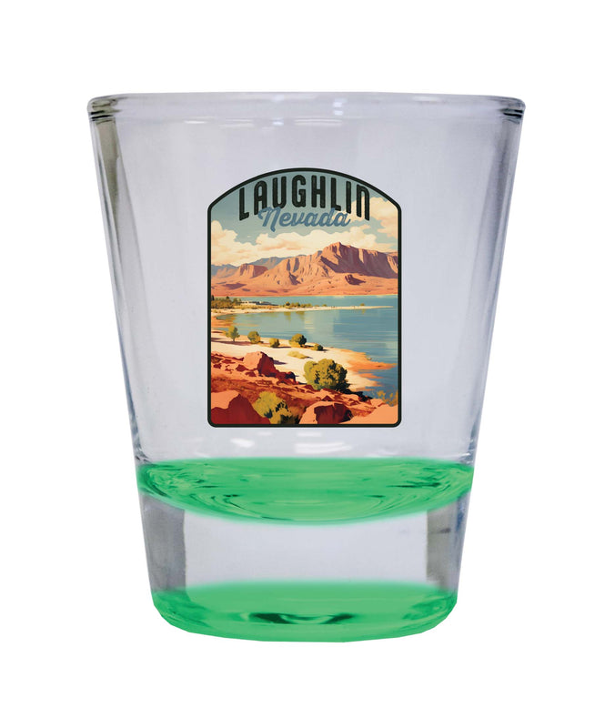 Laughlin Nevada Design B Souvenir 2 Ounce Shot Glass Round Green 4-Pack