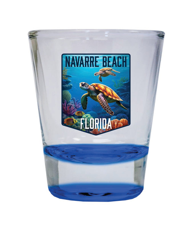 Navarre Beach Florida Souvenir 2 oz Blue Shot Glass Round or Square Blue