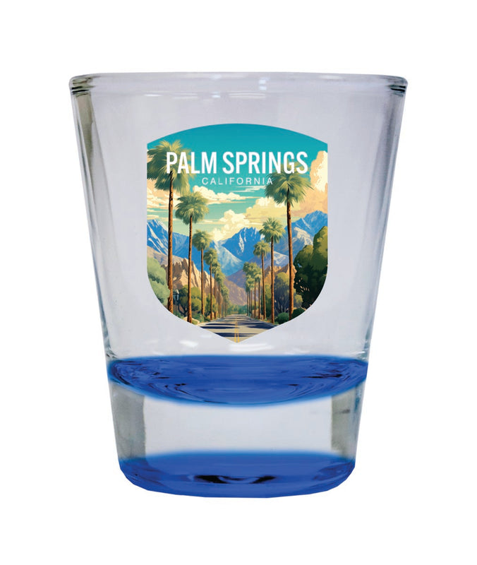 Palm Springs California Souvenir 2 oz Blue Shot Glass Round or Square Blue