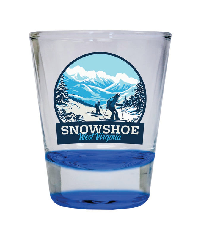 Snowshoe West Virginia Souvenir 2 oz Blue Shot Glass Round or Square Blue