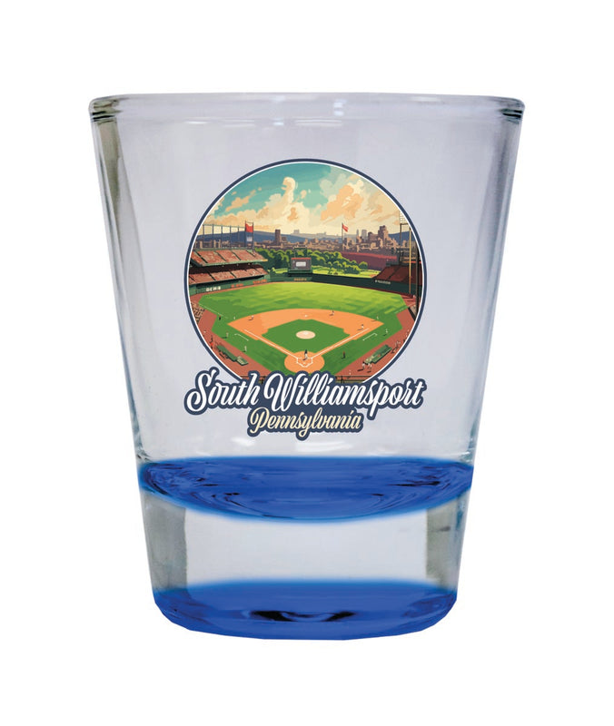 South Williamsport Pennsylvania Souvenir 2 oz Blue Shot Glass Round or Square Blue
