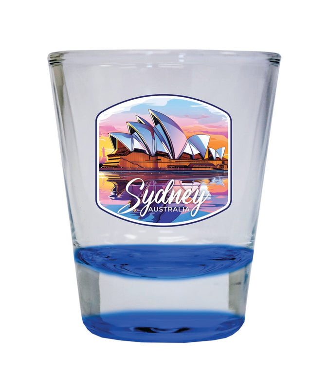 Sydney Australia Souvenir 2 oz Blue Shot Glass Round or Square Blue