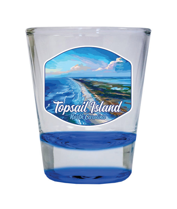 Topsail Island North Carolina Souvenir 2 oz Blue Shot Glass Round or Square Blue