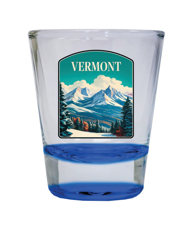 Vermont Souvenir 2 oz Blue Shot Glass Round or Square Blue