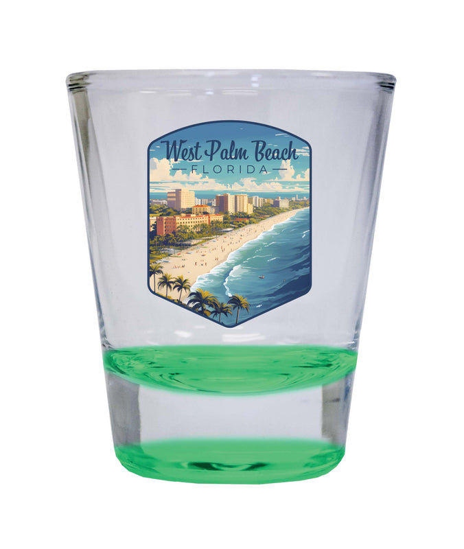 West Palm Beach Florida Design A Souvenir 2 Ounce Shot Glass Round Green 4-Pack