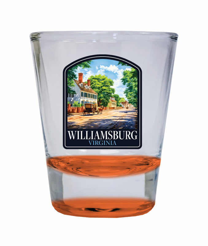 Williamsburg Virginia Colonial Street Design Souvenir 2 Ounce Shot Glass Round Orange 2-Pack