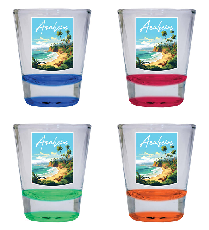 Anaheim California Design B Souvenir 2 Ounce Shot Glass Round 4-Pack Multicolor