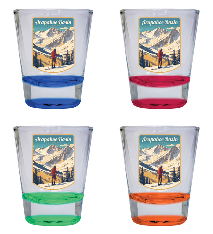 Arapahoe Basin Design A Souvenir 2 Ounce Shot Glass Round 4-Pack Multicolor