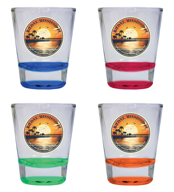 Biloxi Mississippi Design A Souvenir 2 Ounce Shot Glass Round 4-Pack Multicolor