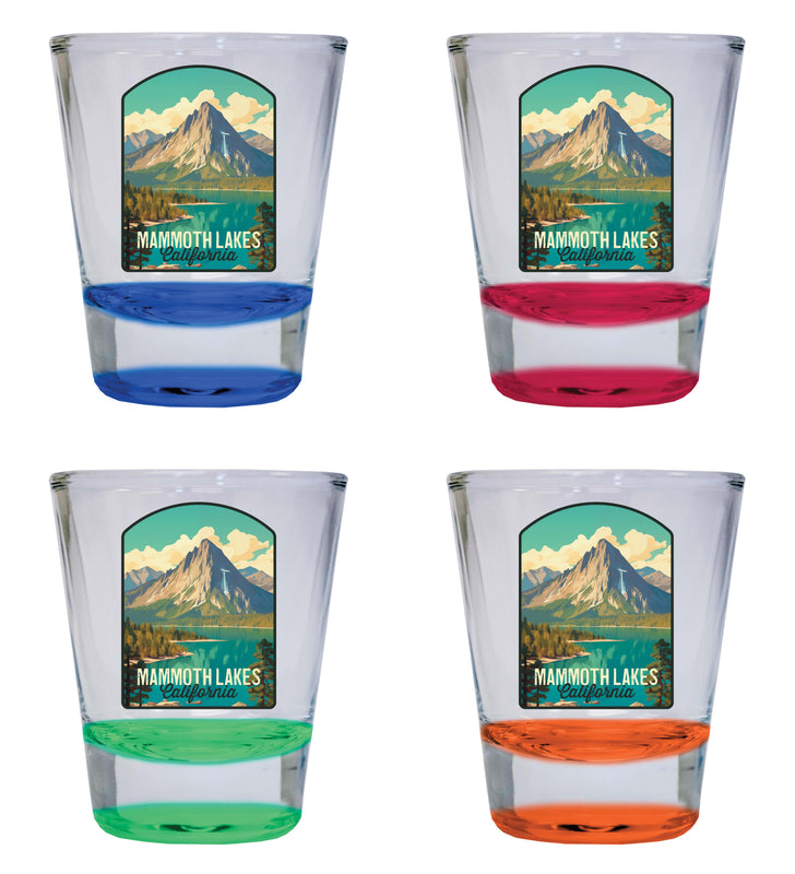 Mammoth Lakes California Design A Souvenir 2 Ounce Shot Glass Round 4-Pack Multicolor