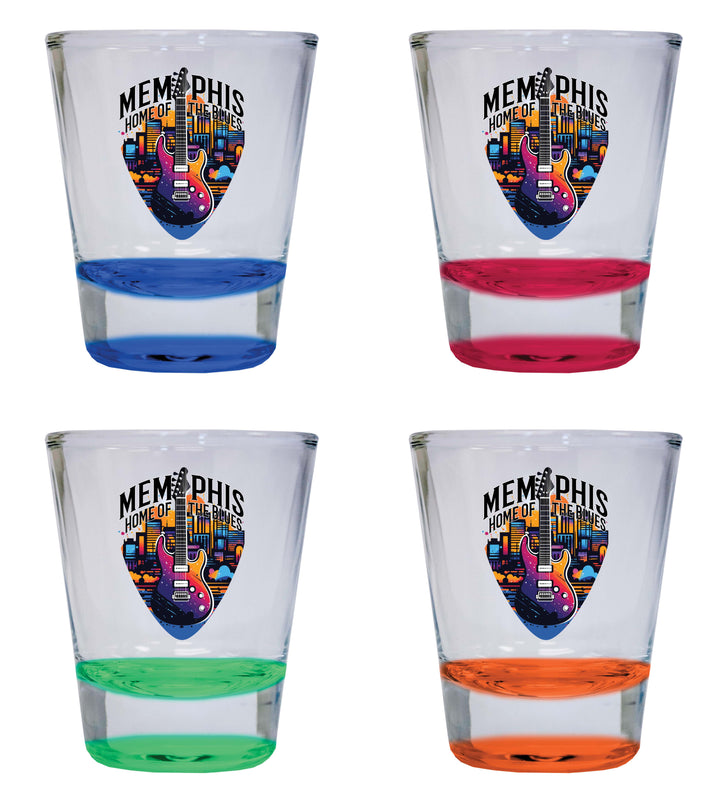 Memphis Tennessee Design B Souvenir 2 Ounce Shot Glass Round 4-Pack Multicolor