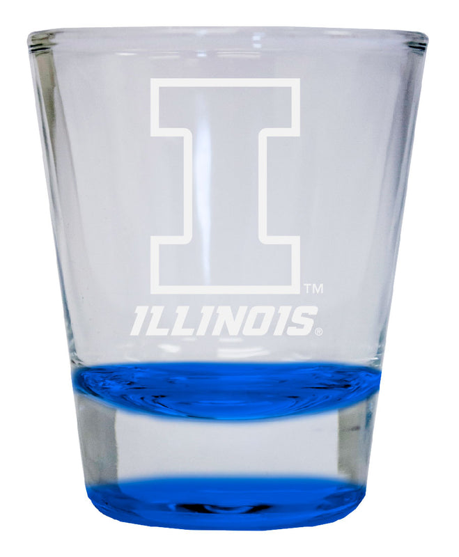 Illinois Fighting Illini 2 oz Engraved Shot Glass Round Officially Licensed Collegiate Product
