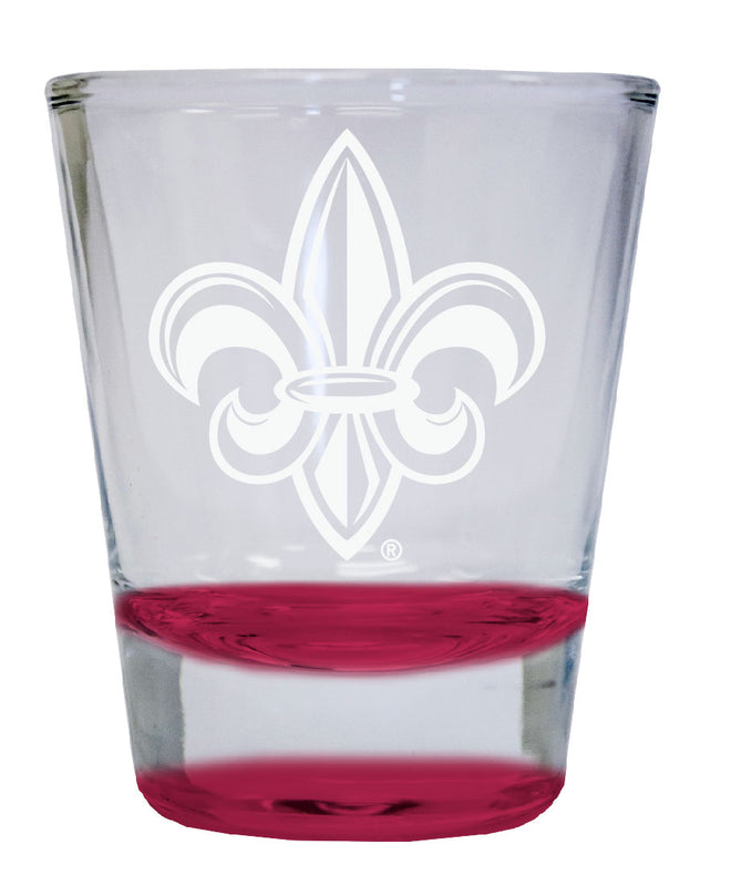 Louisiana at Lafayette 2 oz Engraved Shot Glass Round Officially Licensed Collegiate Porduct