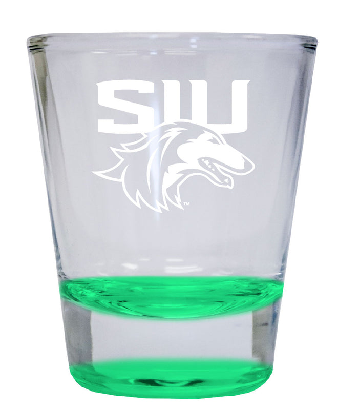 Southern Illinois Salukis 2 oz Engraved Shot Glass Round Officially Licensed Collegiate Product