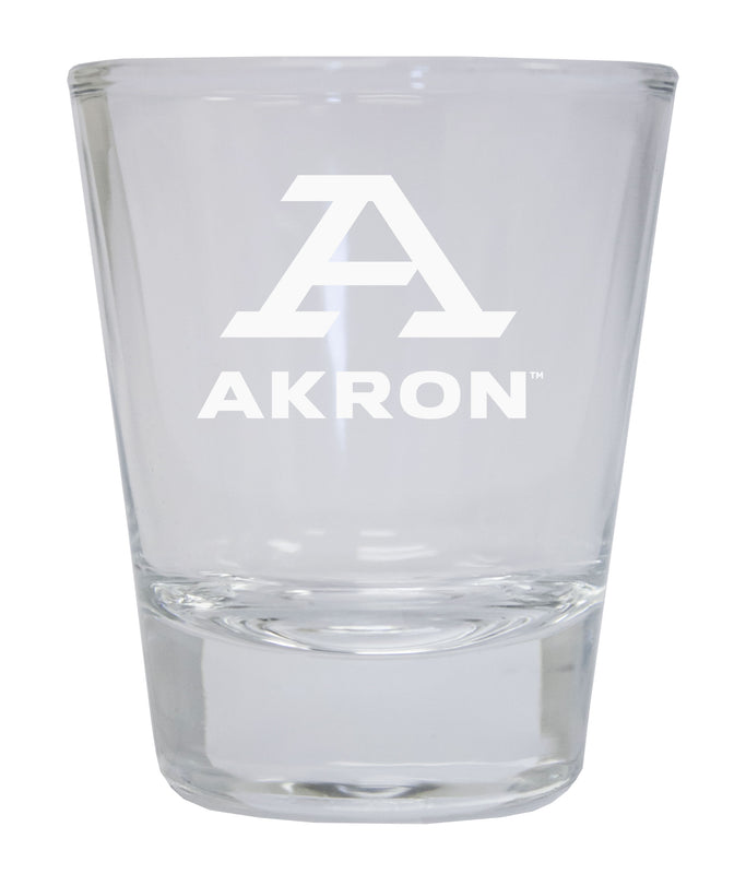 Akron Zips Etched Round Shot Glass