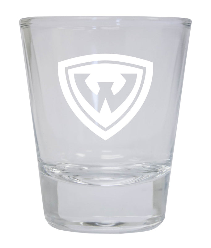 Wayne State Etched Round Shot Glass Officially Licensed Collegiate Product