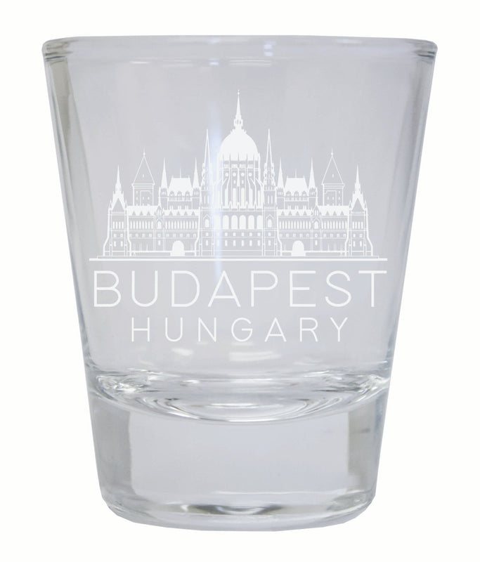 Budapest Hungary Souvenir 2 Ounce Engraved Shot Glass Round Clear Single Unit
