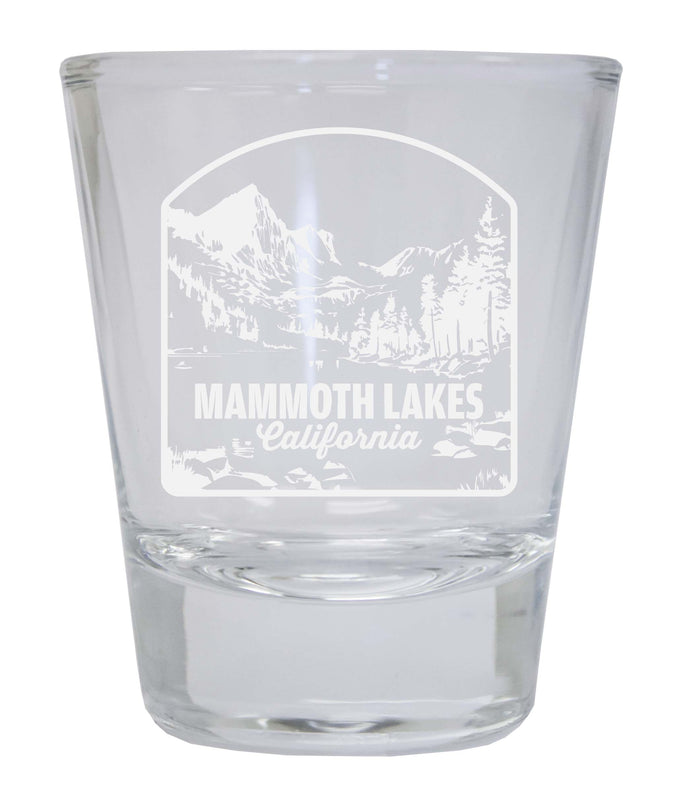 Mammoth Lakes California Souvenir 2 Ounce Engraved Shot Glass Round Clear 4-Pack
