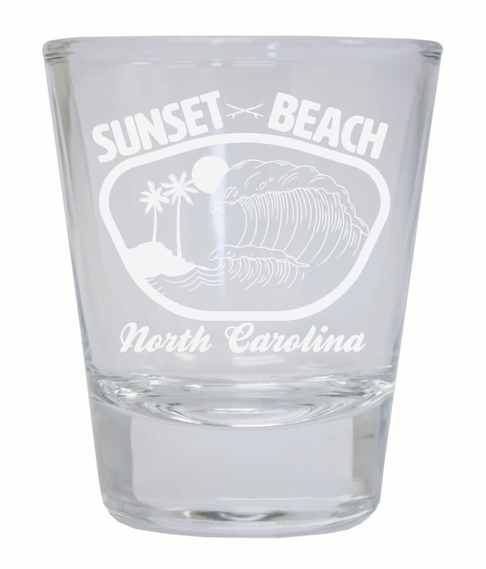 Sunset Beach North Carolina Souvenir 2 Ounce Engraved Shot Glass Round Clear 4-Pack
