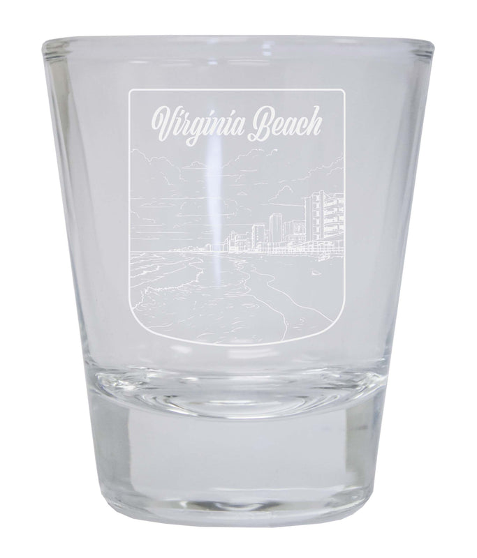 Virginia Beach Virginia Souvenir 2 Ounce Engraved Shot Glass Round Clear Single Unit