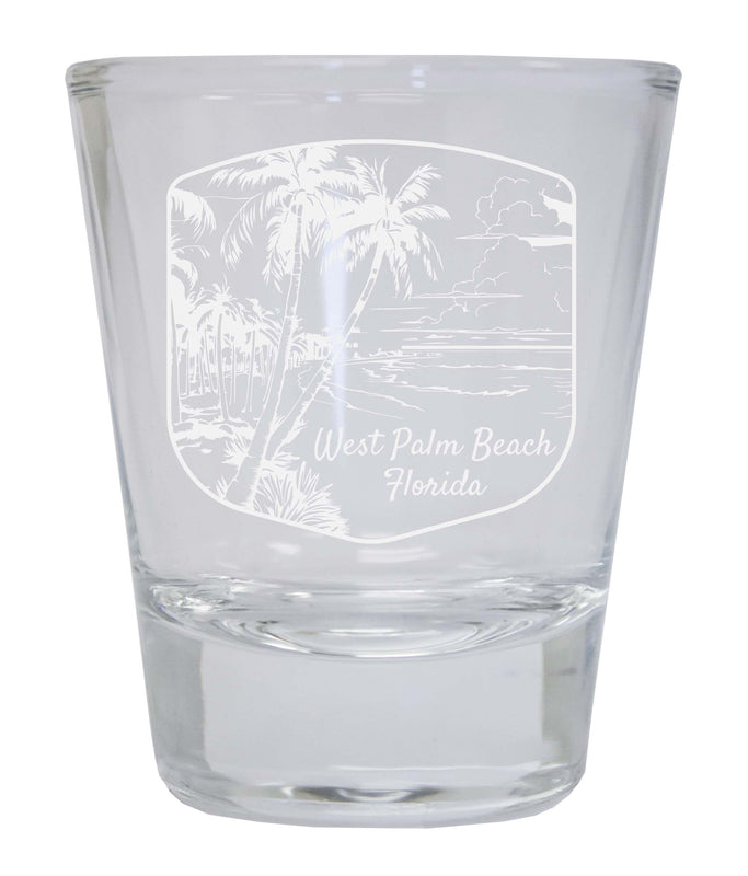 West Palm Beach Souvenir 2 Ounce Engraved Shot Glass Round Clear Single Unit